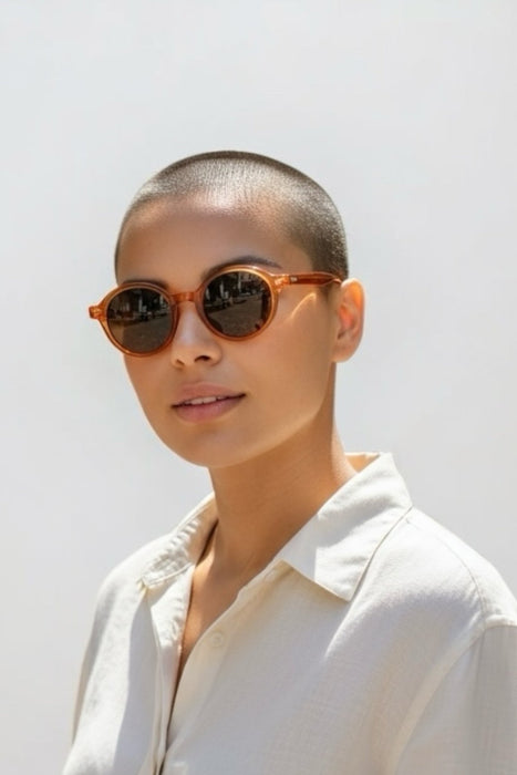 Topaz Orange Round Sunglasses