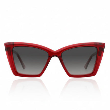 Cat eye red acetate and gold braided metal wide nose bridge fit and low nose bridge High cheek bones fit 
