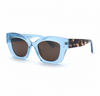 Ocean blue and tortoise-shell acetate cat eye sunglasses for wide nose bridge low nose bridge and high cheek bones