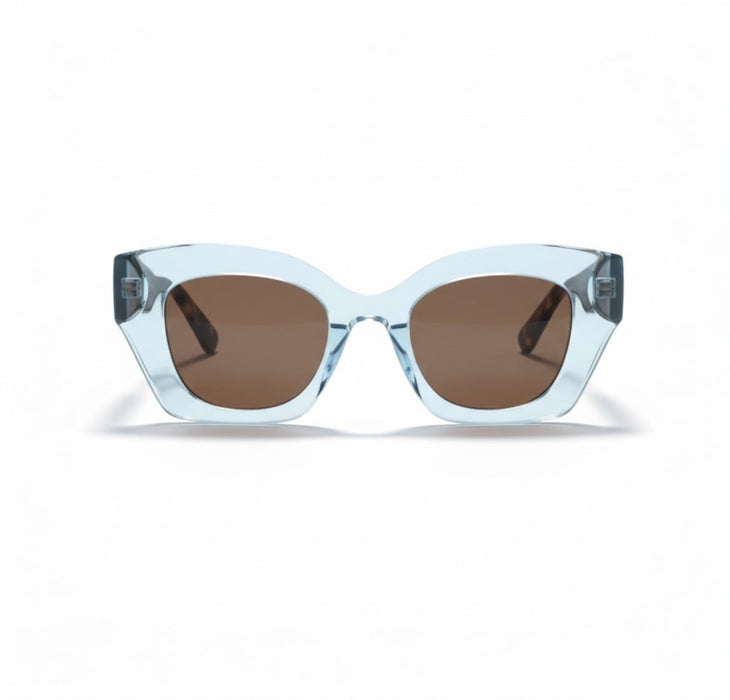 Ocean blue and tortoise-shell acetate cat eye sunglasses for wide nose bridge low nose bridge and high cheek bones