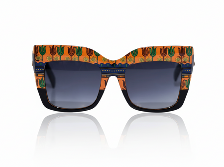 Multicolor dashiki oversized acetate sunglasses with wide nose bridge fit low nose bridge fit and High cheek bones fit